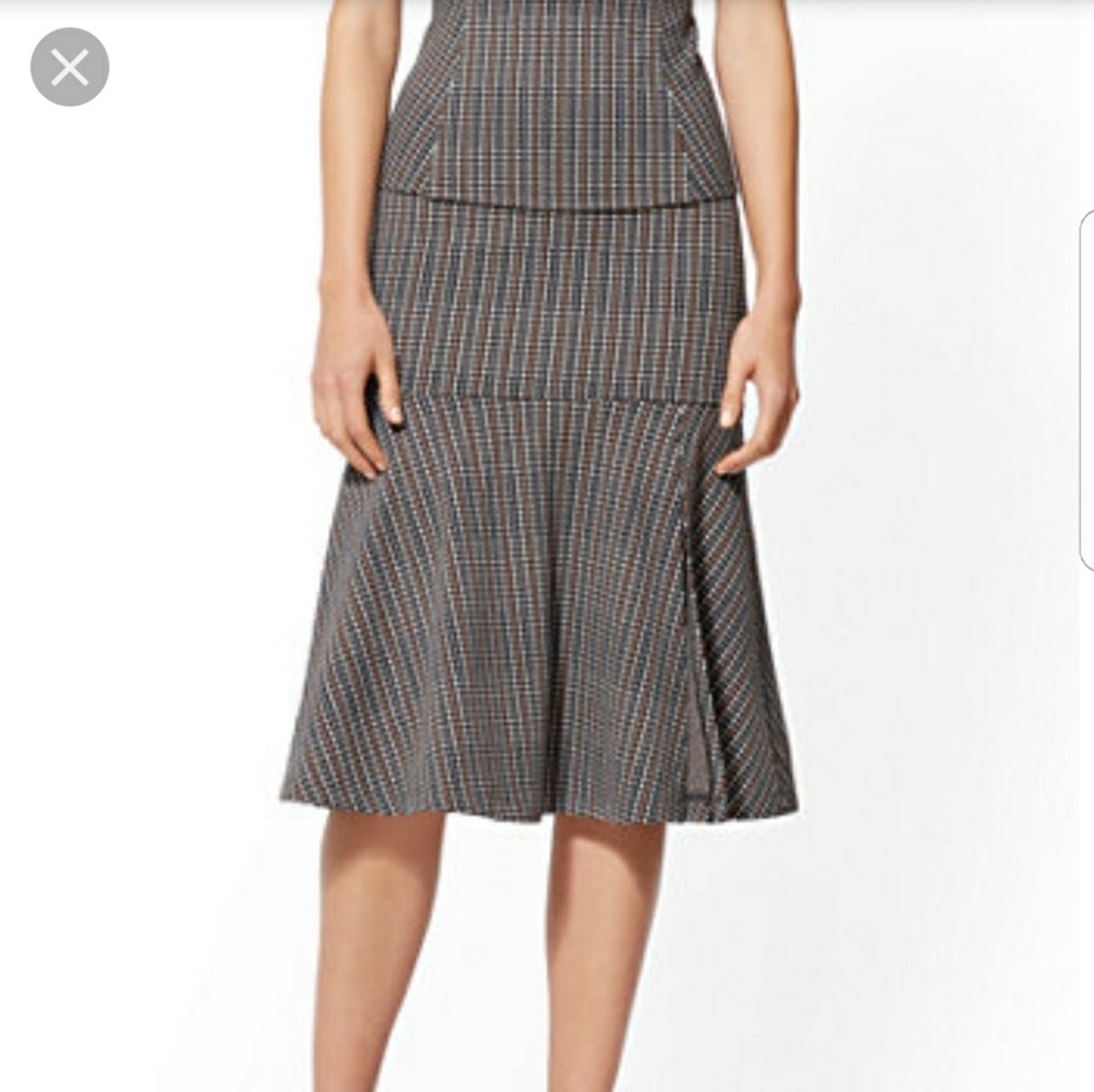 Ny&Co 7th Avenue Plaid Flounced Pencil Skirt